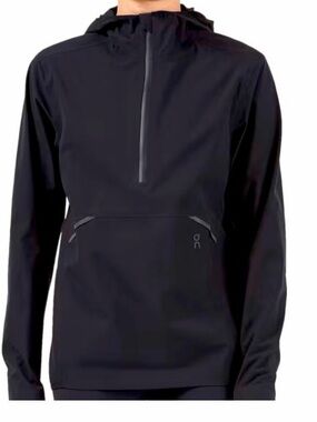 On Running Black Hooded Half-Zip Pullover Jacket